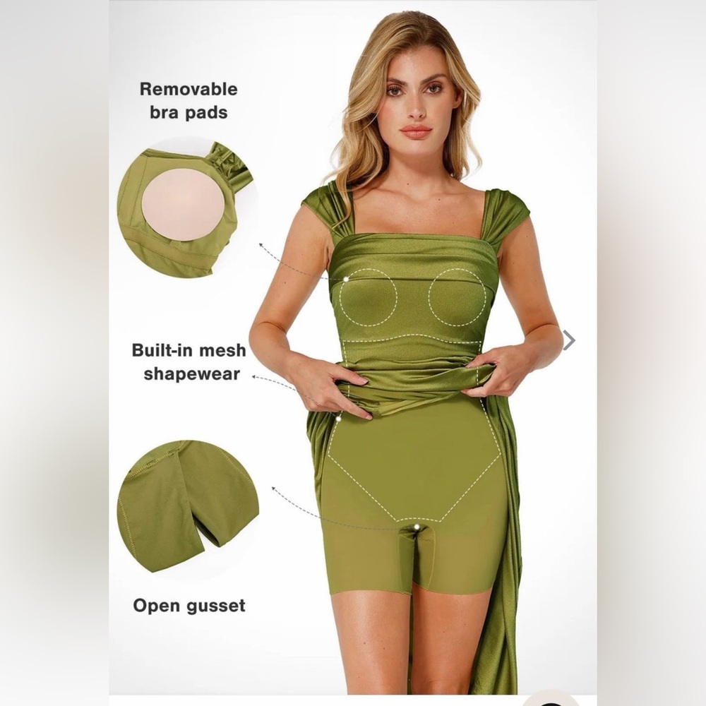 NWT Popilush green dress with shape wear - Picture 3 of 7